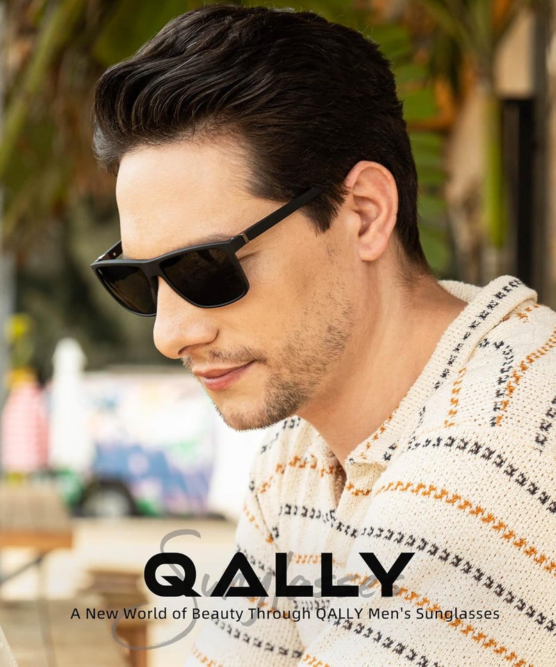 QALLY Store Polarized Sunglasses for Men Rectangular Frame Men's Polarized Sunglasses Sports Sunglasses with UV400 Protection - Image 2
